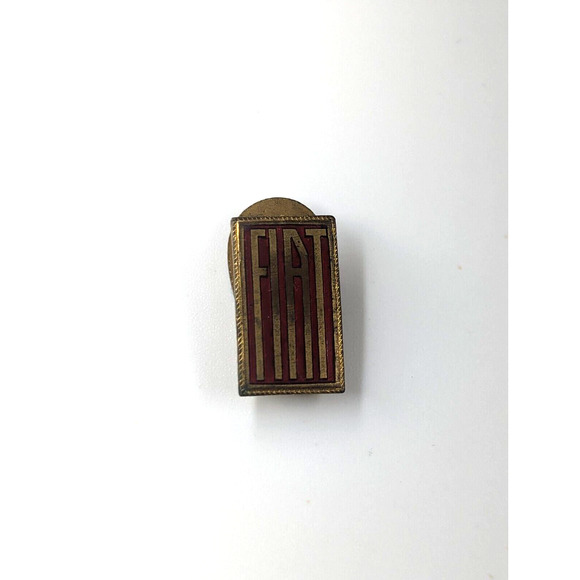 VTG Fiat Italian Automobile Red Gold Tone Enamel Lapel Button Hole Badge Milano - Picture 8 of 8